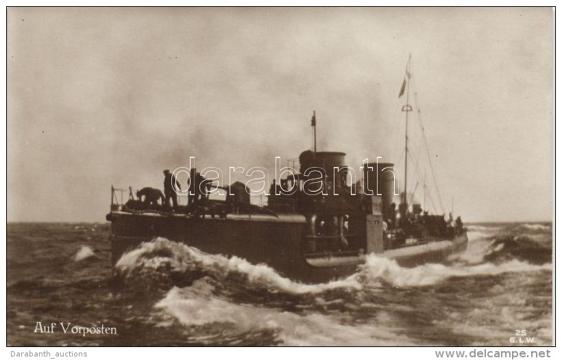 ** T1 Auf Vorposten / WWI German Torpedo Boat Destroyer Ship On Outpost, G. L. W. 25. - Non Classificati