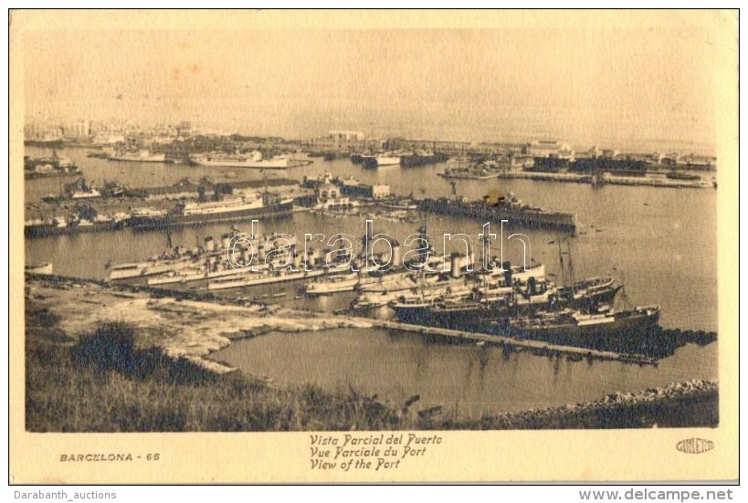 T2/T3 Barcelona, Vista Parcial Del Puerto / View Detail Of The Port, Civilian And Warships (EK) - Ohne Zuordnung