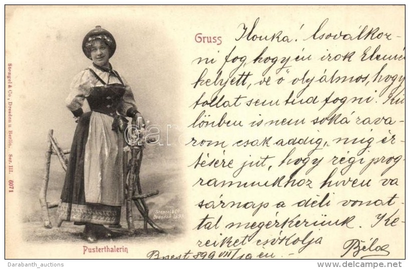 T2 1899 Pusterthalerin / Folklore From Puster Valley, Lady Emb. - Non Classificati