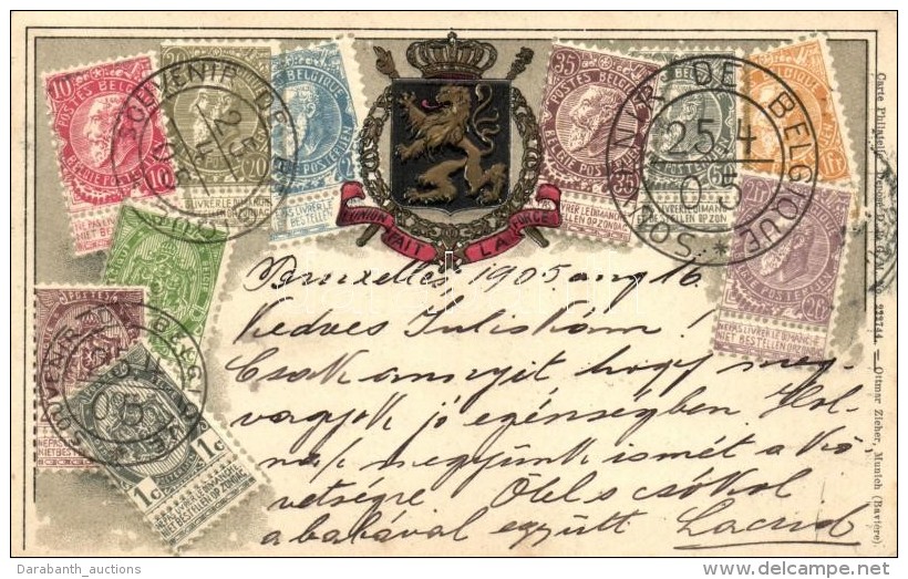 T2 Postes Belgique, Belgium - Set Of Stamps, Ottmar Zieher's Carte Philatelique Emb. Litho - Unclassified