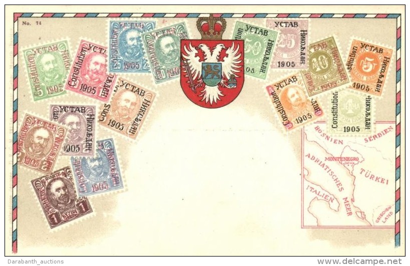 ** T1/T2 Montenegro - Set Of Overprint Stamps, Ottmar Zieher's Carte Philatelique No. 74. Litho - Ohne Zuordnung