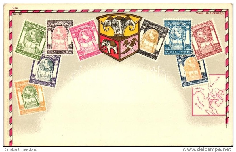 ** T1 Siam - Set Of Stamps, Ottmar Zieher's Carte Philatelique No. 70. Litho - Non Classificati