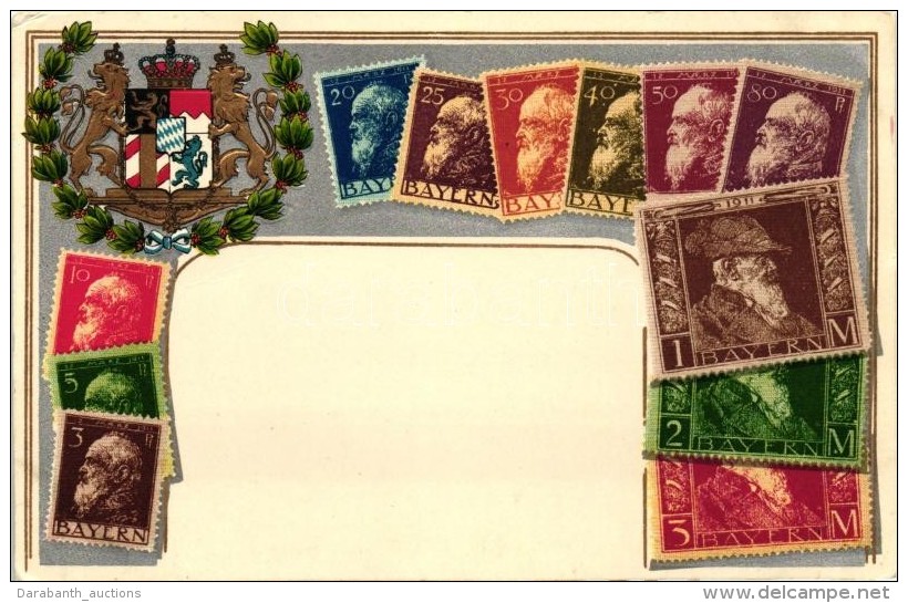 * T2 Briefmarken Bayerns / Ludwig III Of Bavaria, Set Of Bavarian Stamps Emb. Litho - Unclassified