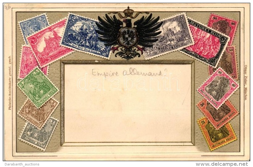 * T2/T3 Deutsches Reich - Set Of Stamps, Ottmar Zieher's Philatelie-Ansichtskarte Emb. Litho (gluemark) - Unclassified