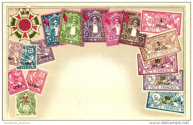 T2/T3 Zanzibar - Set Of Stamps, Ottmar Zieher's Carte Philatelique No. 66. Litho 'Sokol' So. Stpl - Unclassified