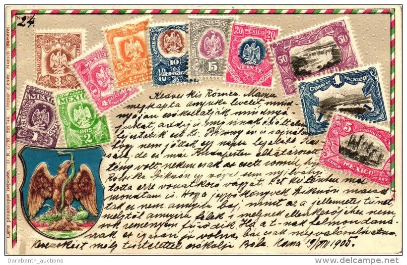 T2/T3 Mexico - Set Of Stamps, Ottmar Zieher's Carte Philatelique No. 30. Emb. Litho - Ohne Zuordnung