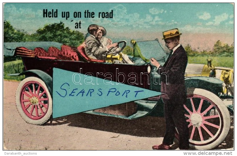 * T2 Held Up On The Road At Searsport; Romantic Early Automobile-era Postcard - Unclassified