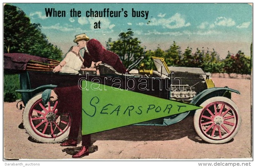 * T2/T3 When The Chauffeur's Busy At Searsport; Romantic Early Automobile-era Postcard - Unclassified