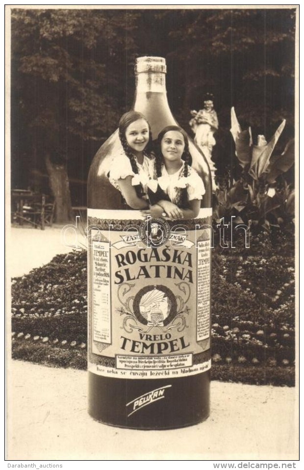 * T1/T2 Rogaska Slatina, Rohitsch-Sauerbrunn; Tempel Mineral Water Advertisement Card, Foto Pelikan, Photo - Unclassified