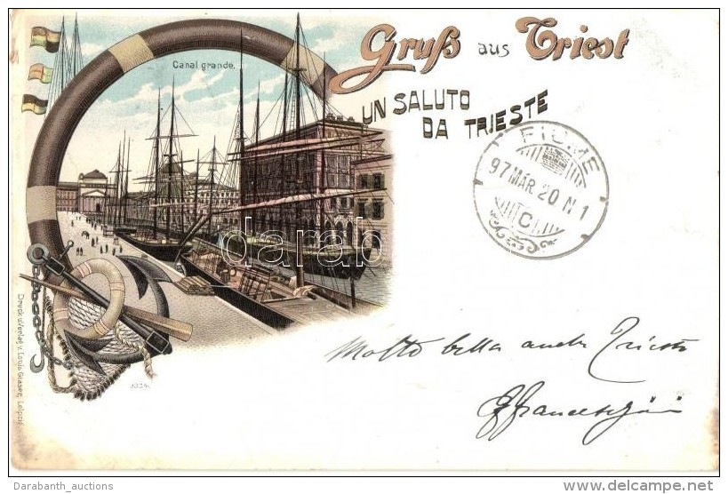T2/T3 1897 (Vorl&auml;ufer!) Trieste, Canal Grande. Louis Glaser No. 3334. Anchor Litho - Unclassified
