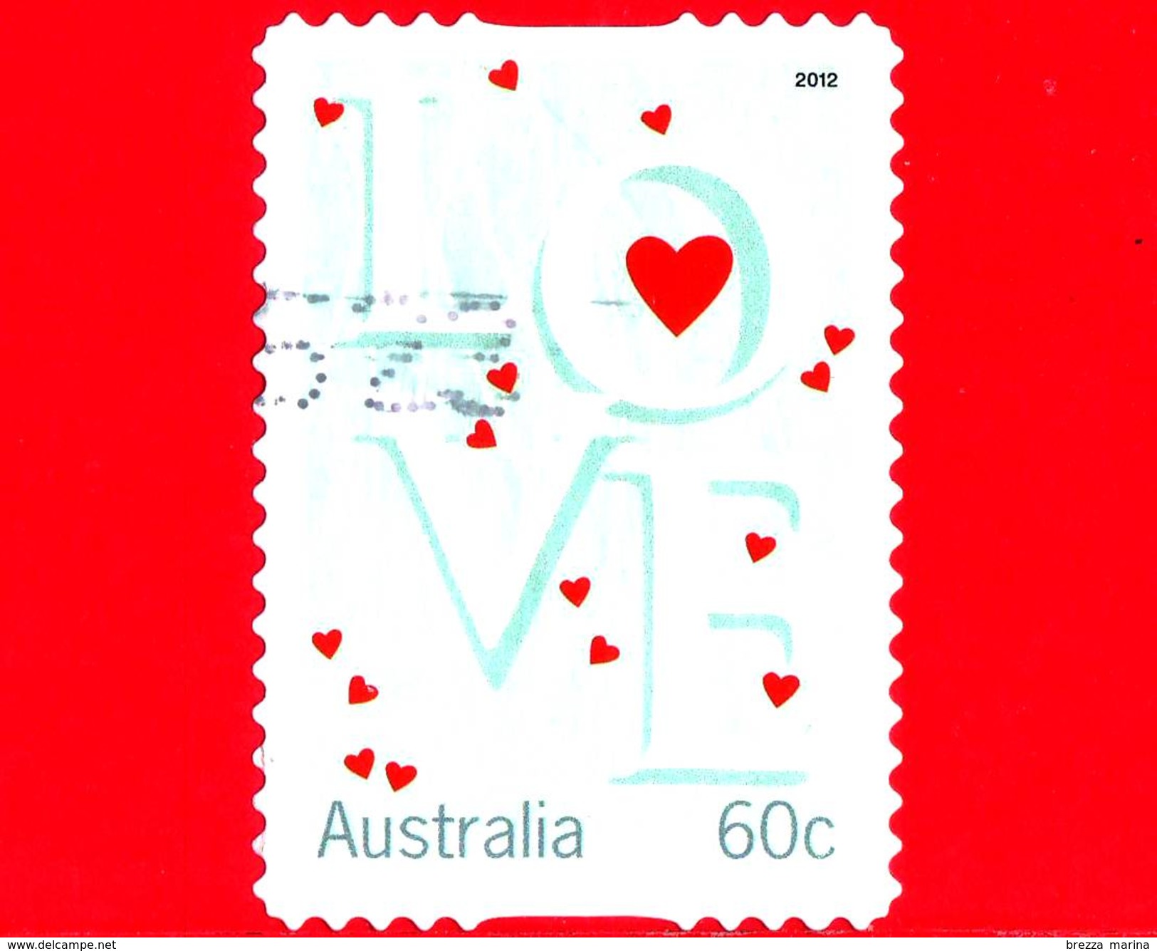 AUSTRALIA - Usato - 2012 - Momenti Preziosi - Amore - Cuoricini - Love Hearts - 60 - Usati