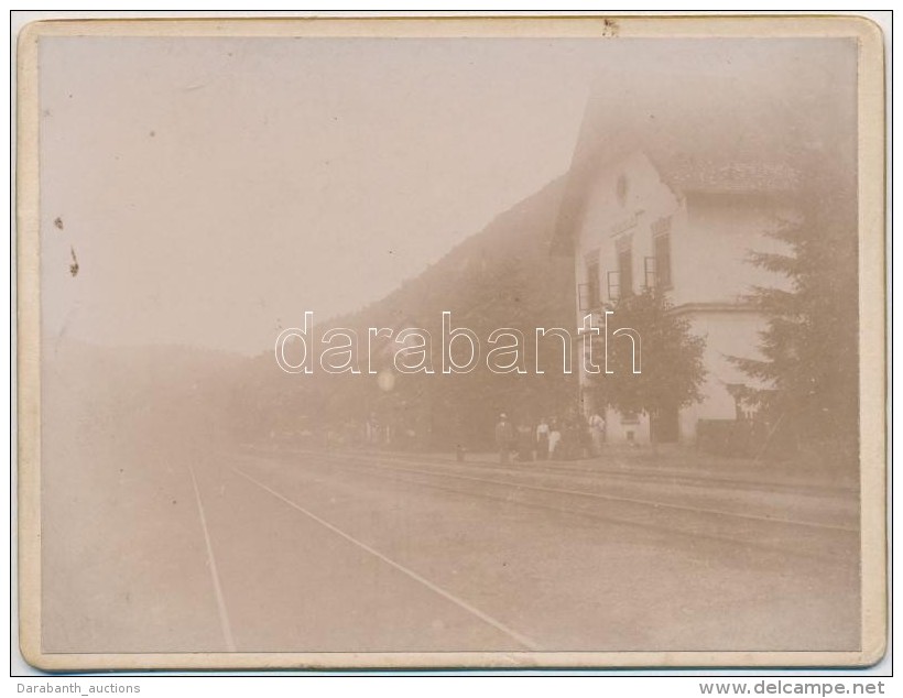 Cca 1900 Vocsitelep, Vas&uacute;t&aacute;llom&aacute;s, Kartonra Ragasztva, 9x12 Cm / Railway Station - Sonstige & Ohne Zuordnung