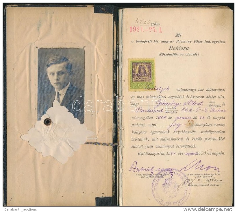 1926 Joghallgat&oacute; Leckek&ouml;nyve Sz&aacute;mos Neves Jog&aacute;sz Al&aacute;&iacute;r&aacute;s&aacute;val.... - Other & Unclassified