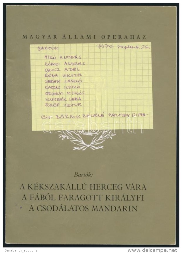 1970 Az Operah&aacute;z Neves Szem&eacute;lyis&eacute;geinek Al&aacute;&iacute;r&aacute;sa... - Other & Unclassified