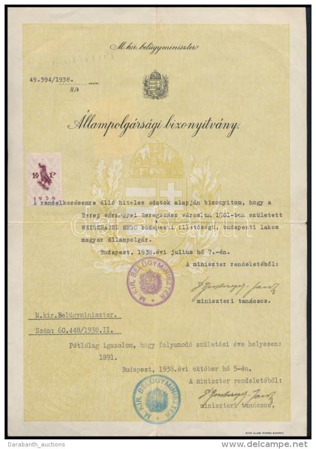 1938 &Aacute;llampolg&aacute;rs&aacute;gi Bizony&iacute;tv&aacute;ny - Unclassified