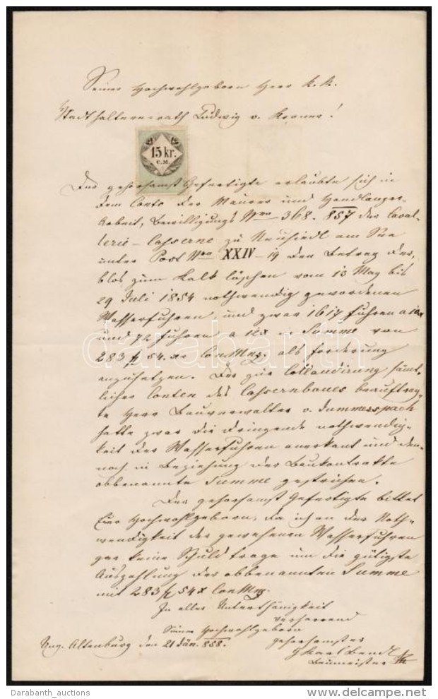 1858, 1868 GyÅ‘r, Moson Megyei Okm&aacute;nyok 7kr &eacute;s 15kr C.M. Okm&aacute;nyb&eacute;lyegekkel, 3 Db - Unclassified