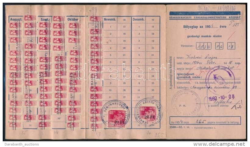 1954 SZTK B&eacute;lyeglap 208 B&eacute;lyeggel - Unclassified