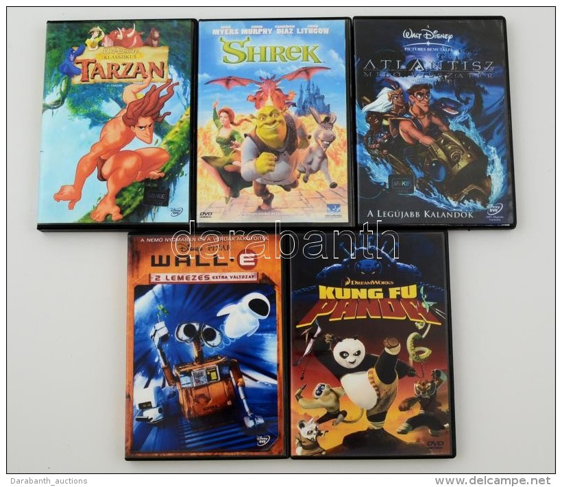 Gyerek DVD-&eacute;k (Kung Fu Panda, Wall.E, Atlantisz Mil&oacute; Visszat&eacute;r, Shrek, Tarzan),... - Other & Unclassified