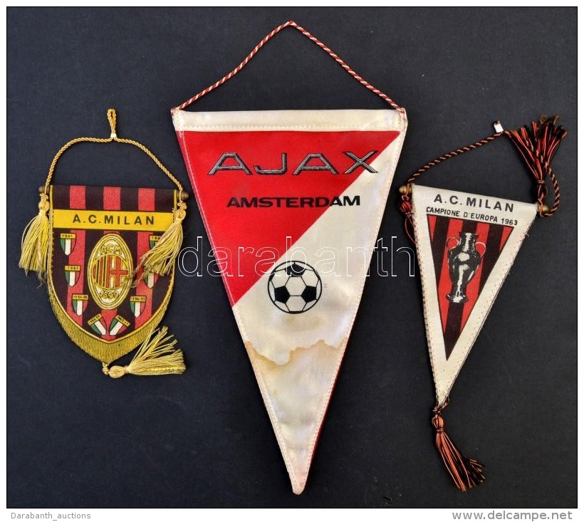 3 Db Futballz&aacute;szl&oacute;(Ajax, A.C.Milan), H: 13 &eacute;s 22 Cm - Other & Unclassified