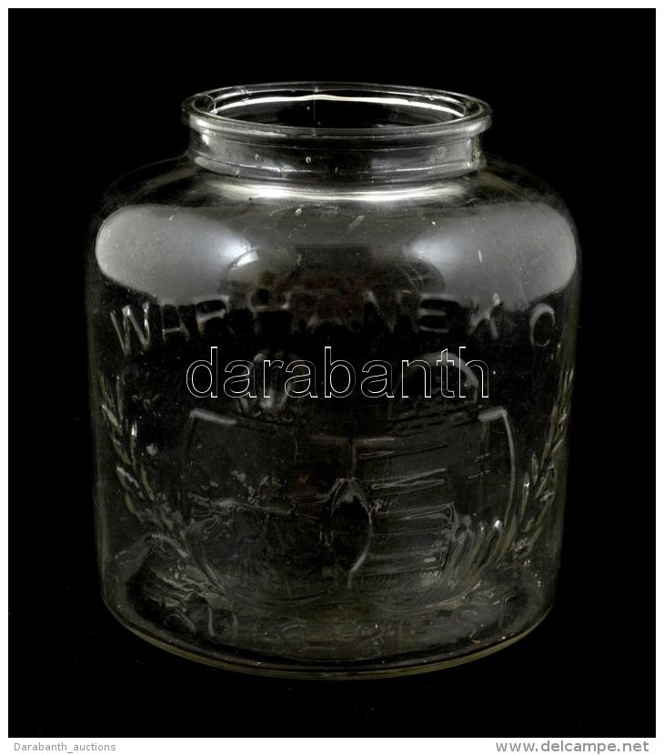 Cca 1910 C&iacute;meres Ruszlis &uuml;veg, 'Warhanek C. Budapest' Felirattal, Tetej&eacute;n Apr&oacute;... - Glass & Crystal