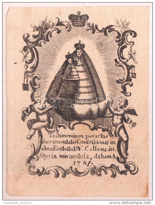 1781 Antik, R&eacute;zmetszetes Szentk&eacute;p / Ecthed Holy Card 8x10 Cm - Prints & Engravings