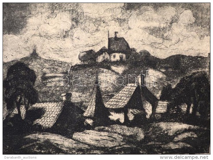 Walleshausen Zsigmond (1888-?):  Falu. R&eacute;zkarc, Pap&iacute;r, Jelzett, 11&times;16 Cm - Other & Unclassified