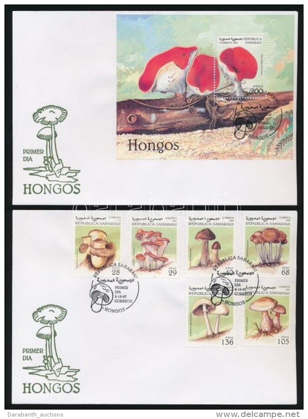 Szahara K&ouml;zt&aacute;rsas&aacute;g 1997 Gomba 6 Klf B&eacute;lyeg + Blokk 2 Db FDC-n - Other & Unclassified