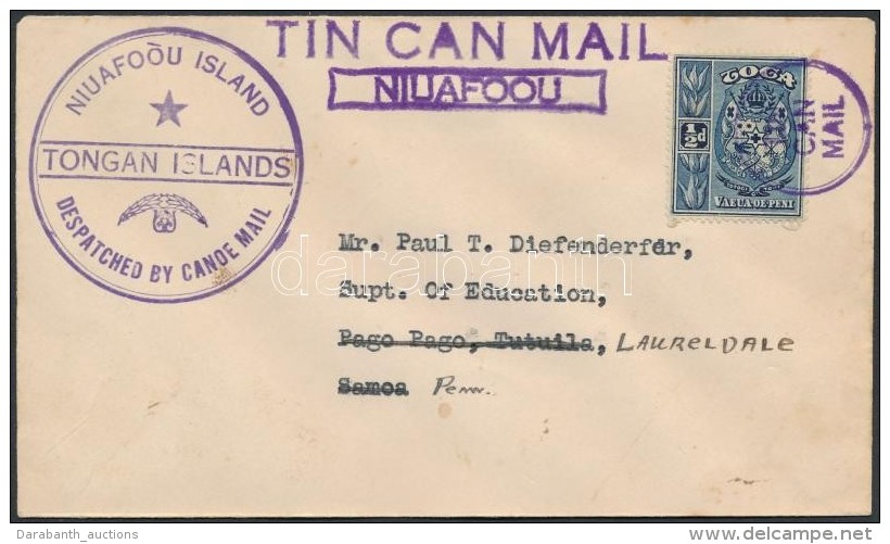 1930 Tin Can Canoe Mail Lev&eacute;l  / Cover To The USA - Other & Unclassified