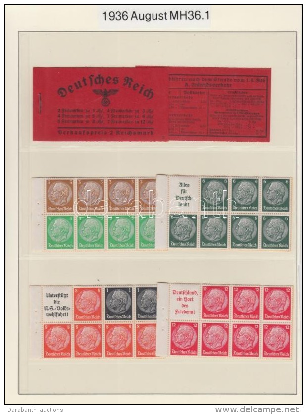 ** 1936 B&eacute;lyegf&uuml;zet Mi 36.1 Lapokra Szedve / Booklet Panes Of Stamp Booklet Mi 36.1 (Mi EUR 400.-) - Other & Unclassified