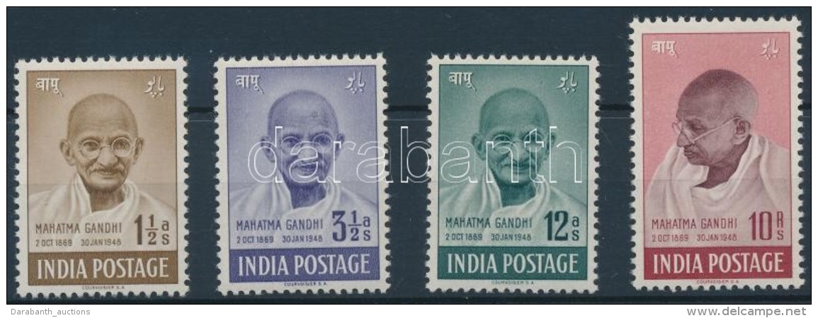 ** 1948 Gandhi Sor Mi 187-190 (Mi 190 -et A Berak&oacute; Cs&iacute;kja Megnyomta / Pressed By The Stockbook) - Altri & Non Classificati