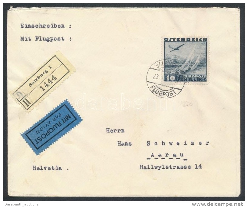 1938 Aj&aacute;nlott L&eacute;giposta Lev&eacute;l / Mi 612 On Registered Airmail Cover 'SALZBURG' - Other & Unclassified