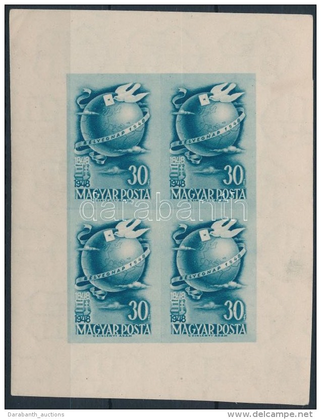 ** 1948 B&eacute;lyegnap (21.) V&aacute;gott Kis&iacute;v (450.000) / Mi 1034 Imperforate Minisheet (apr&oacute;... - Other & Unclassified