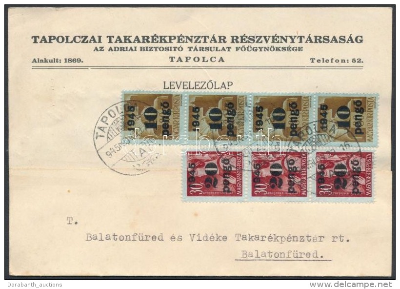 1945 (5. D&iacute;jszab&aacute;s) T&aacute;vols&aacute;gi C&eacute;ges LevelezÅ‘lap Kiseg&iacute;tÅ‘ 4 X 10P/80f +... - Other & Unclassified