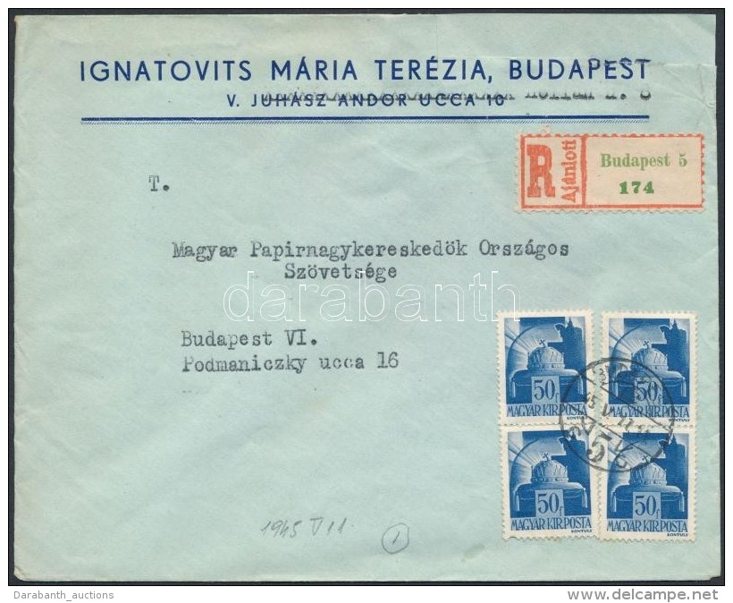 1945 (1. D&iacute;jszab&aacute;s) Aj&aacute;nlott Helyi Lev&eacute;l Hadvez&eacute;rek 4 X 50f... - Other & Unclassified