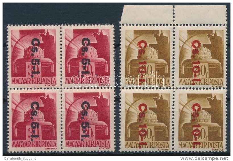 ** 1946 BetÅ±s Visszavont Csomagp&aacute;r N&eacute;gyes T&ouml;mb&ouml;kben  / Mi 560-861 Blocks Of 4 - Autres & Non Classés