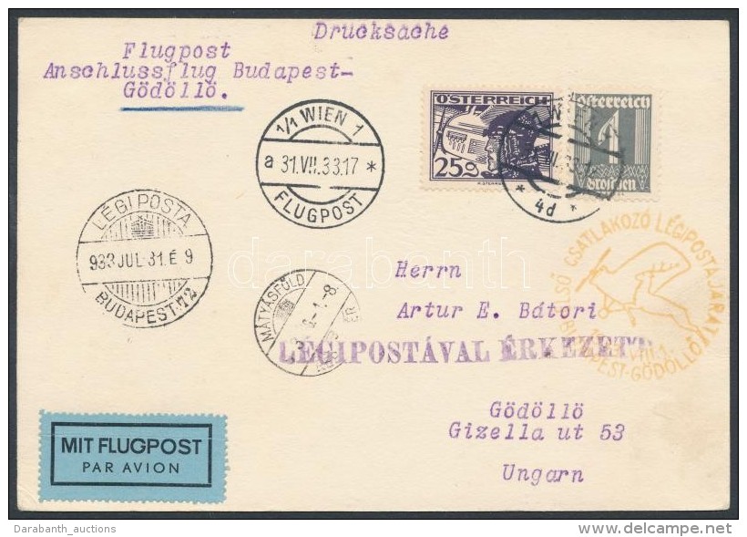 1933 Osztr&aacute;k L&eacute;giposta LevelezÅ‘lap A Jamboree L&eacute;gipost&aacute;j&aacute;val / Austrian Airmail... - Other & Unclassified