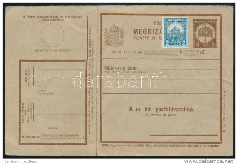 1929 8f Haszn&aacute;latlan Megb&iacute;z&aacute;si Lap - Other & Unclassified