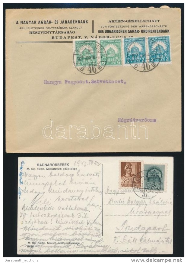 1927 C&eacute;ges Lev&eacute;l 'BUDAPEST-SZOB' &eacute;s 1943 K&eacute;peslap 'BETHLEN-&Oacute;RADNA'... - Other & Unclassified