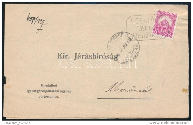 1927 Nyomtatv&aacute;ny 8f B&eacute;rmentes&iacute;t&eacute;ssel EGERL&Ouml;VÅ Posta&uuml;gyn&ouml;ks&eacute;gi... - Other & Unclassified