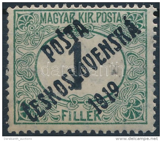 ** Posta Ceskoslovenska 1919 Feketesz&aacute;m&uacute; Port&oacute; 1f Garancia N&eacute;lk&uuml;l (360.000) - Other & Unclassified