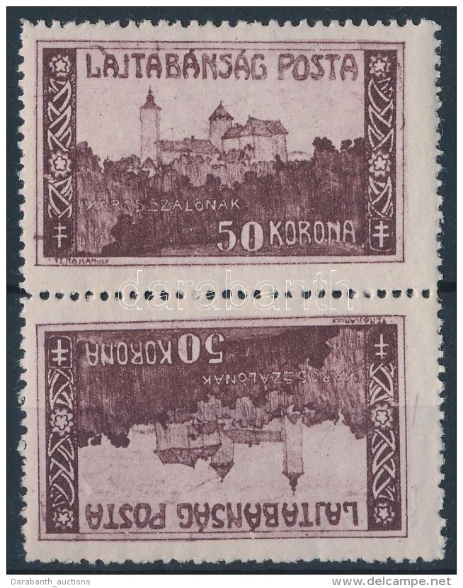 ** Nyugat-Magyarorsz&aacute;g VII. 1921 50K Ford&iacute;tott P&aacute;r, Bodor Vizsg&aacute;l&oacute;jellel - Other & Unclassified