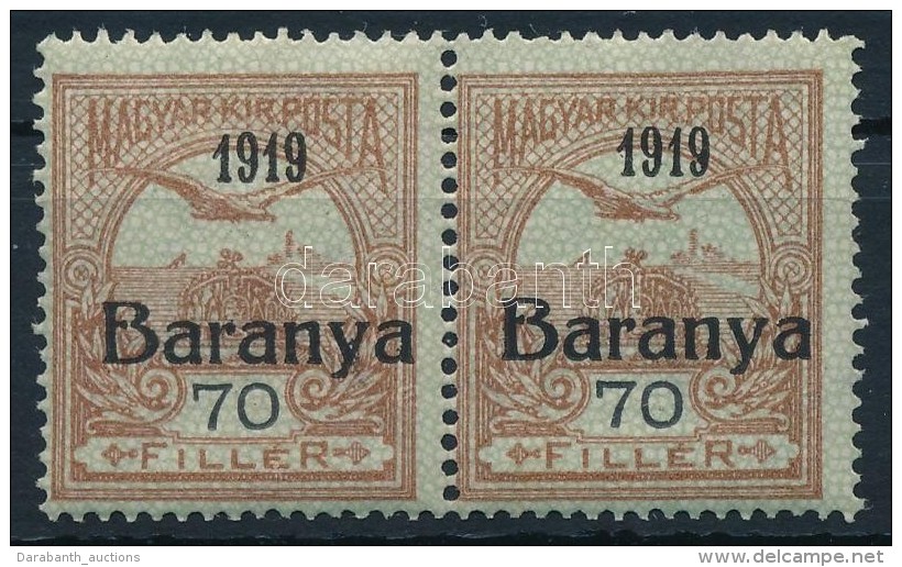 ** Baranya I. 1919 Turul 70f P&aacute;r Antikva Sz&aacute;mokkal, Bodor Vizsg&aacute;l&oacute;jellel (4.800) - Other & Unclassified