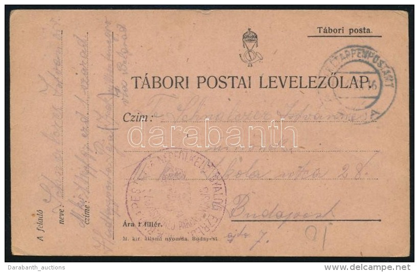 1916 T&aacute;bori Posta LevelezÅ‘lap 'EP PEJA' - Other & Unclassified