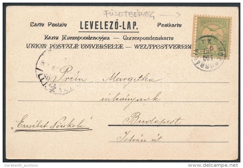 1903 5f F&uuml;zetb&eacute;lyeg K&eacute;pes LevelezÅ‘lapon - Other & Unclassified