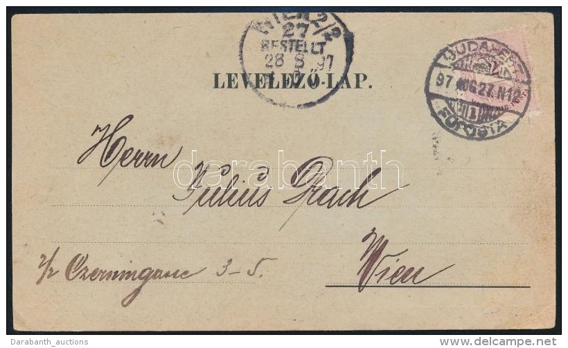 1897 C&eacute;ges LevelezÅ‘lap Sz&iacute;nessz&aacute;m&uacute; 5kr B&eacute;rmentes&iacute;t&eacute;ssel... - Other & Unclassified