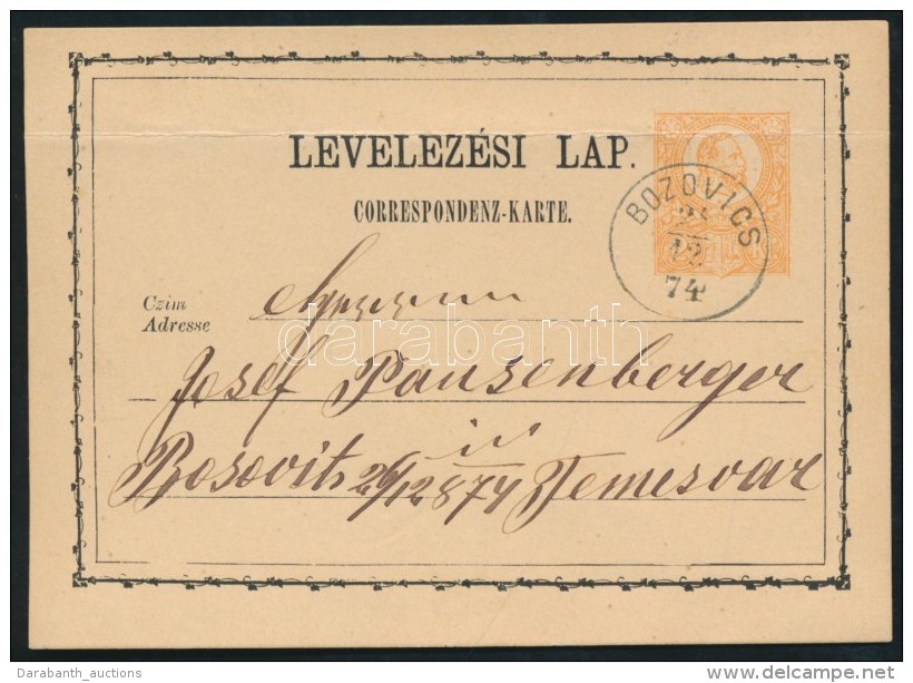 1874 D&iacute;jjegyes LevelezÅ‘lap / PS-card 'BOZOVICS' - Temesv&aacute;r - Other & Unclassified