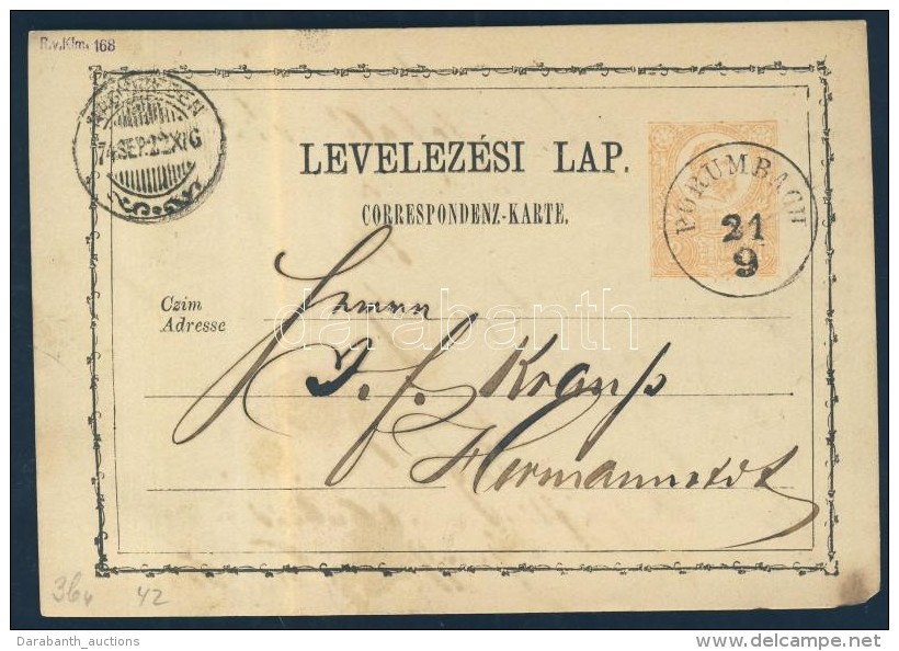 1874 D&iacute;jjegyes LevelezÅ‘lap / PS-card 'PORUMBACH' - 'NAGYSZEBEN' - Altri & Non Classificati