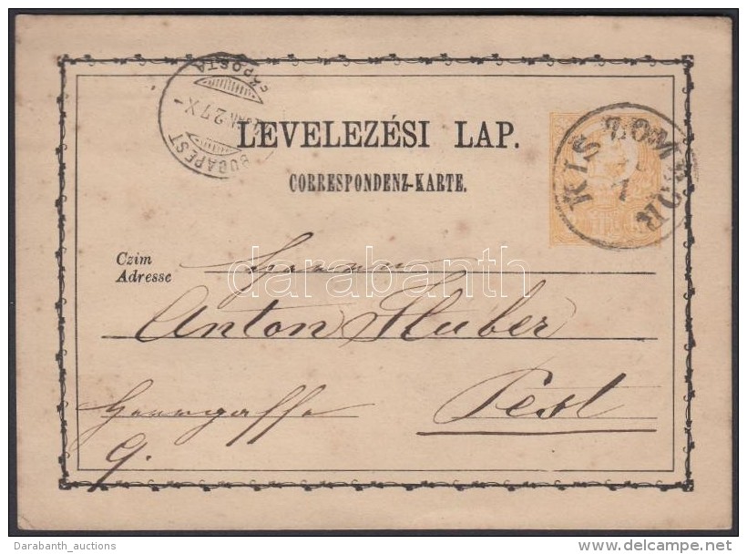 1874 D&iacute;jjegyes LevelezÅ‘lap / PS-card 'KIS ZOMBOR'-'BUDAPEST' - Altri & Non Classificati