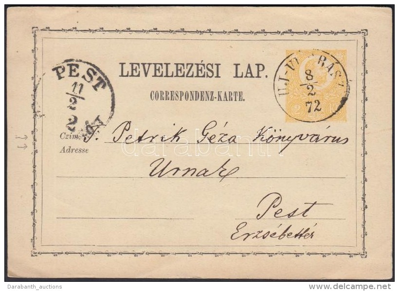 1872 D&iacute;jjegyes LevezÅ‘lap '&Uacute;J-VERB&Aacute;SZ' - 'PEST' - Altri & Non Classificati