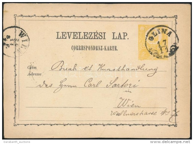 1871 2kr D&iacute;jjegyes LevelezÅ‘lap / PS-card 'GLINA' - 'WIEN' - Other & Unclassified